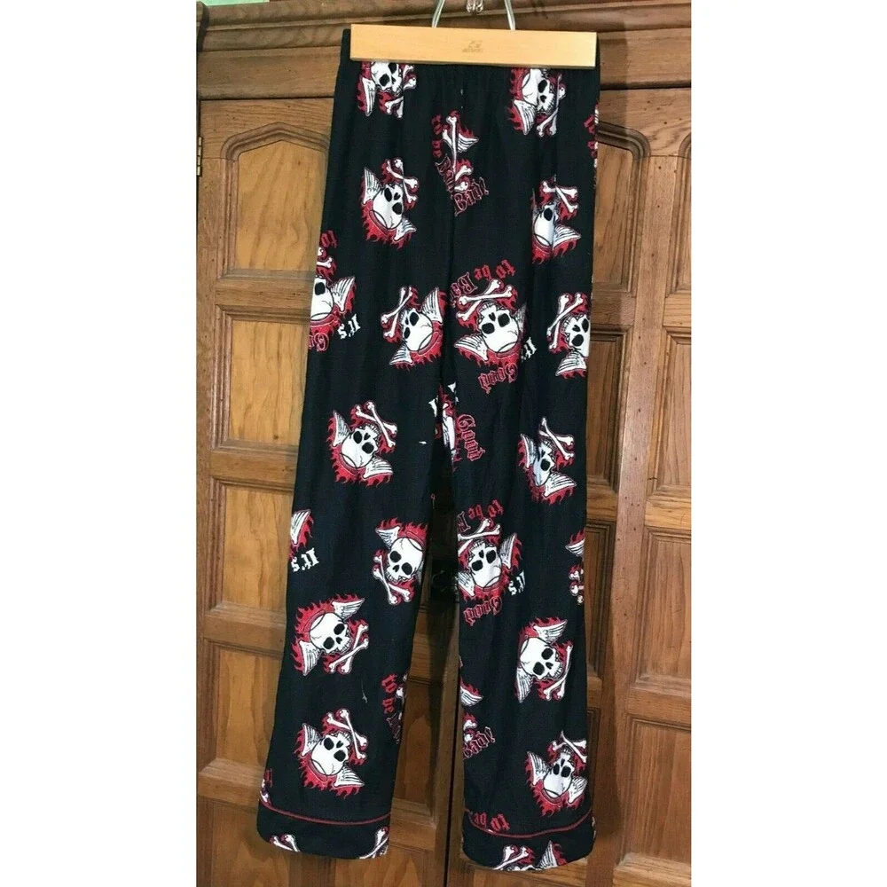 JOE BOXER It's Good To Be Bad Skeleton Pajama Pant Black Polyester Kids L 10-12